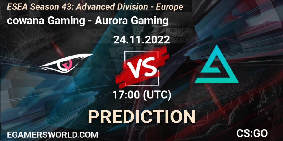 cowana Gaming - Aurora: ennuste. 24.11.22, CS2 (CS:GO), ESEA Season 43: Advanced Division - Europe