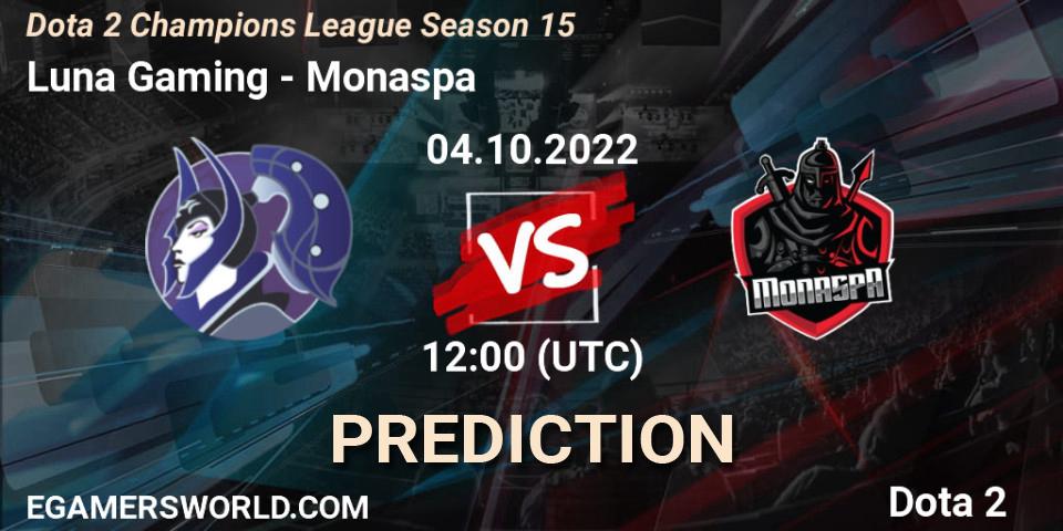 Luna Gaming - Monaspa: ennuste. 04.10.2022 at 12:00, Dota 2, Dota 2 Champions League Season 15