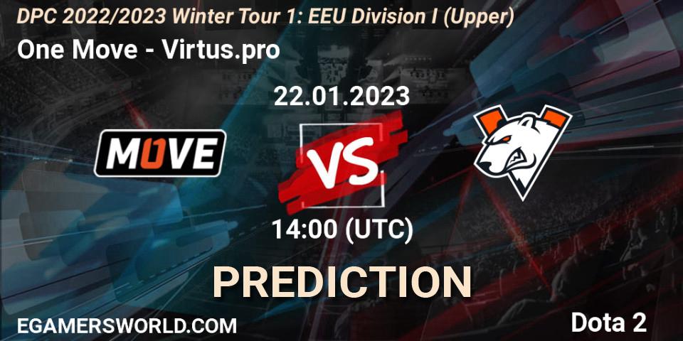 One Move - Virtus.pro: ennuste. 22.01.2023 at 14:00, Dota 2, DPC 2022/2023 Winter Tour 1: EEU Division I (Upper)