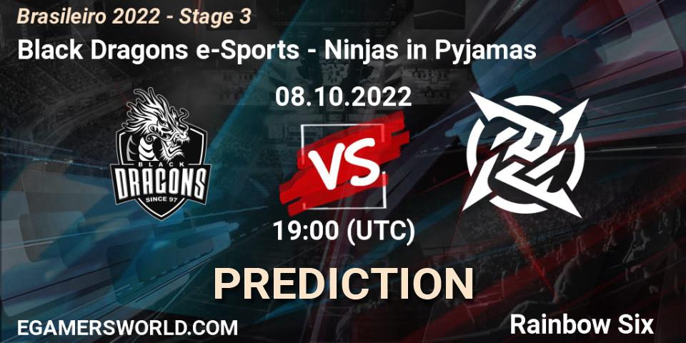 Black Dragons e-Sports - Ninjas in Pyjamas: ennuste. 08.10.2022 at 19:00, Rainbow Six, Brasileirão 2022 - Stage 3