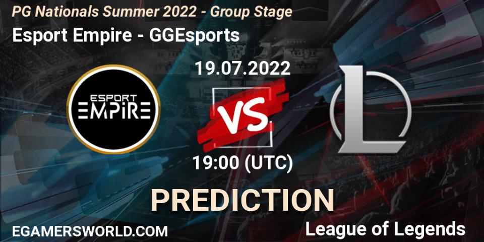 Esport Empire - GGEsports: ennuste. 19.07.2022 at 19:00, LoL, PG Nationals Summer 2022 - Group Stage
