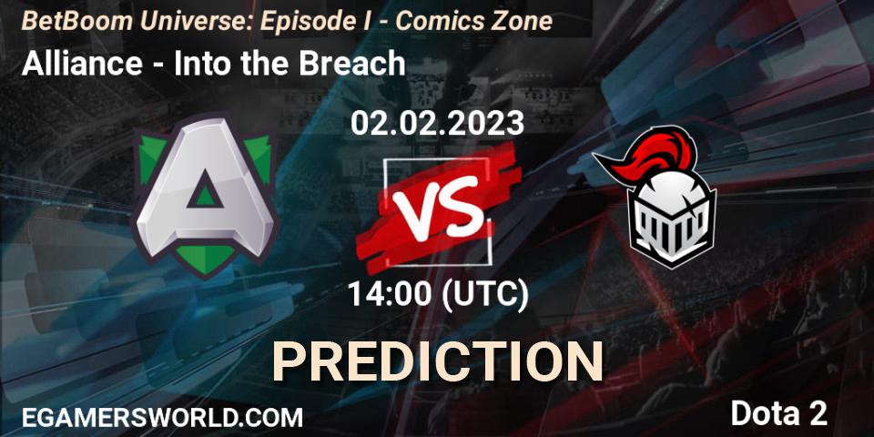 Alliance - Into the Breach: ennuste. 02.02.23, Dota 2, BetBoom Universe: Episode I - Comics Zone