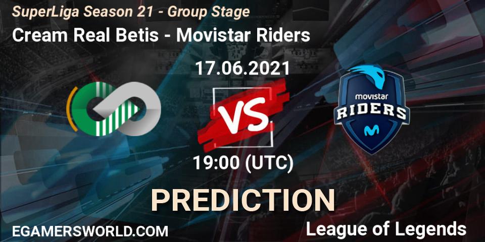 Cream Real Betis - Movistar Riders: ennuste. 17.06.2021 at 19:00, LoL, SuperLiga Season 21 - Group Stage 