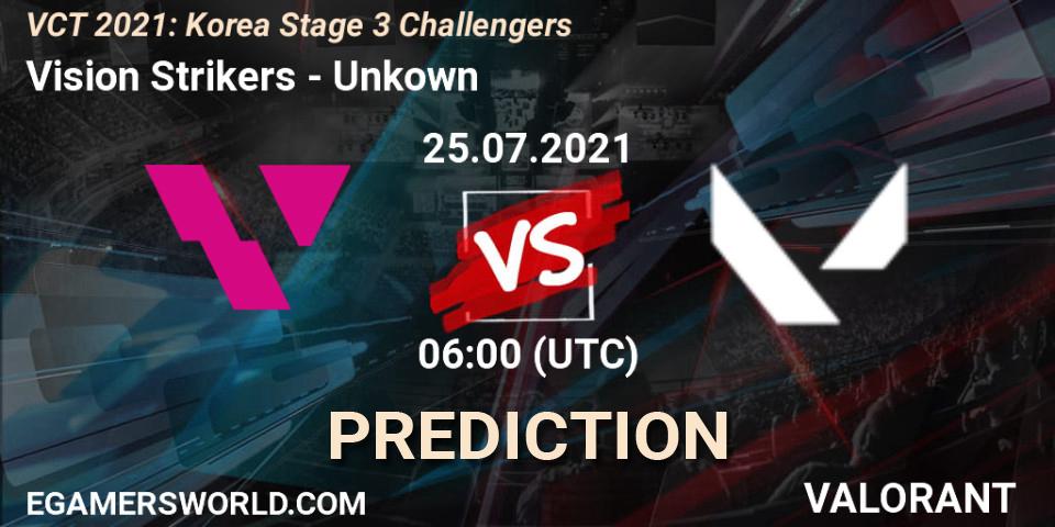 Vision Strikers - Unkown: ennuste. 25.07.2021 at 06:00, VALORANT, VCT 2021: Korea Stage 3 Challengers
