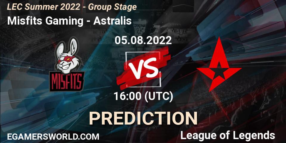 Misfits Gaming - Astralis: ennuste. 05.08.22, LoL, LEC Summer 2022 - Group Stage