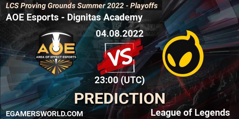 AOE Esports - Dignitas Academy: ennuste. 04.08.2022 at 22:00, LoL, LCS Proving Grounds Summer 2022 - Playoffs