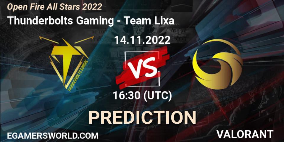 Thunderbolts Gaming - Team Lixa: ennuste. 14.11.2022 at 16:35, VALORANT, Open Fire All Stars 2022