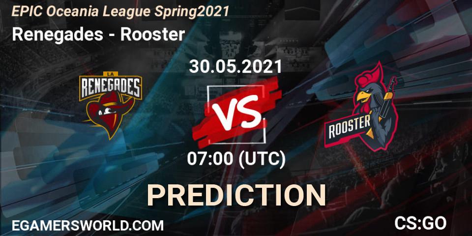 Renegades - Rooster: ennuste. 30.05.2021 at 07:00, Counter-Strike (CS2), EPIC Oceania League Spring 2021