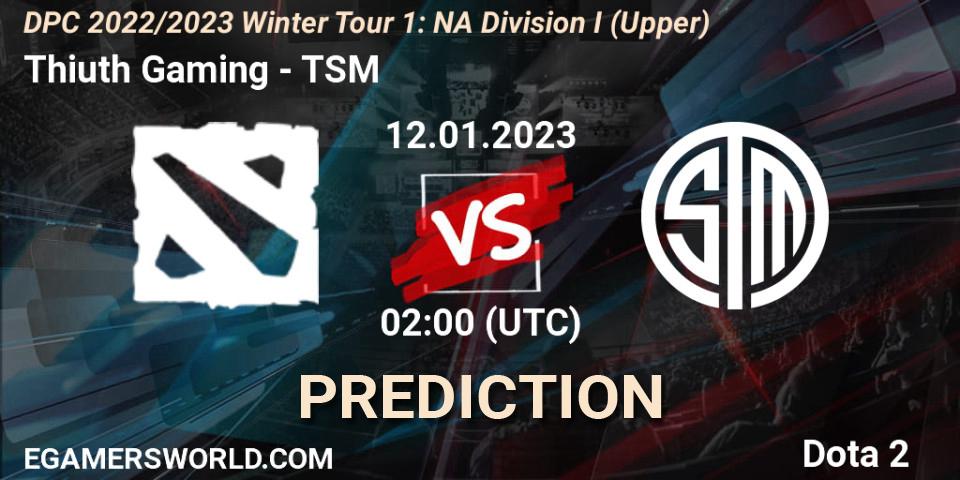 Thiuth Gaming - TSM: ennuste. 12.01.23, Dota 2, DPC 2022/2023 Winter Tour 1: NA Division I (Upper)