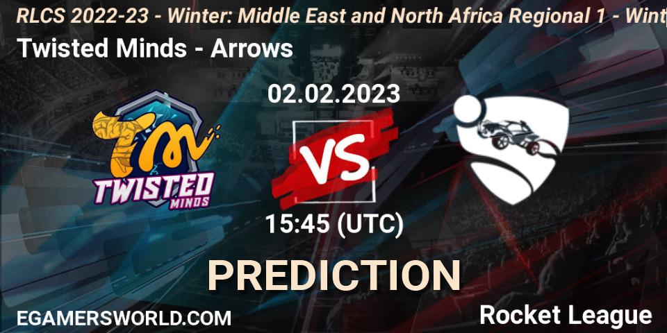 Twisted Minds - Arrows: ennuste. 02.02.2023 at 15:45, Rocket League, RLCS 2022-23 - Winter: Middle East and North Africa Regional 1 - Winter Open
