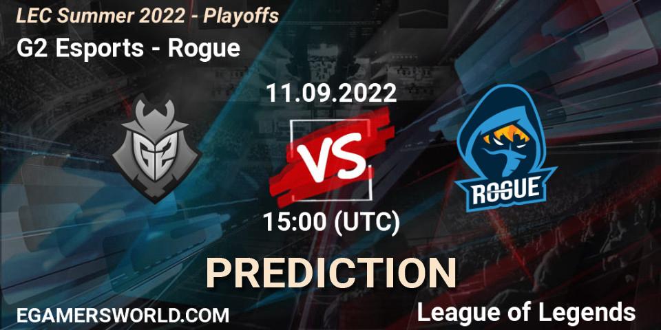 G2 Esports - Rogue: ennuste. 11.09.2022 at 15:00, LoL, LEC Summer 2022 - Playoffs