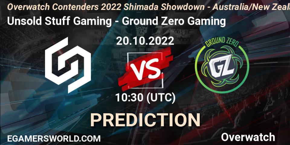 Unsold Stuff Gaming - Ground Zero Gaming: ennuste. 20.10.2022 at 10:30, Overwatch, Overwatch Contenders 2022 Shimada Showdown - Australia/New Zealand - October