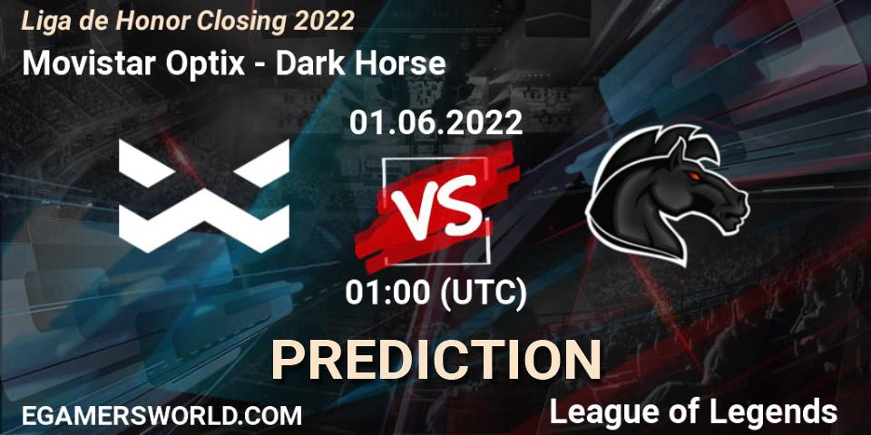 Movistar Optix - Dark Horse: ennuste. 01.06.22, LoL, Liga de Honor Closing 2022