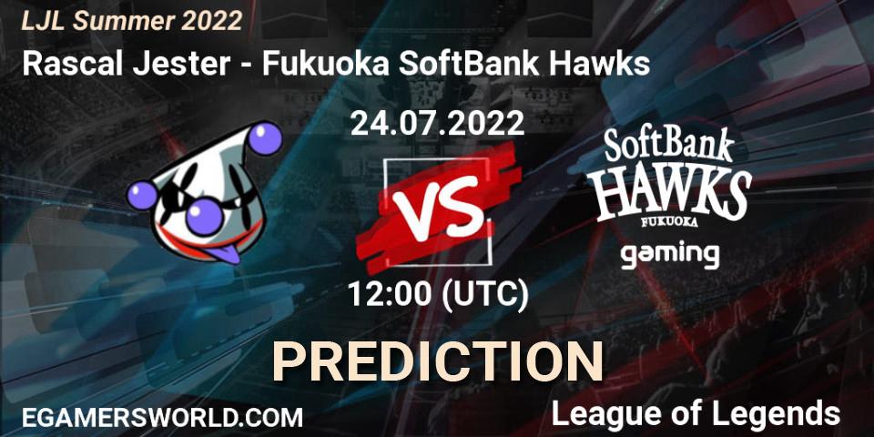 Rascal Jester - Fukuoka SoftBank Hawks: ennuste. 24.07.2022 at 12:00, LoL, LJL Summer 2022