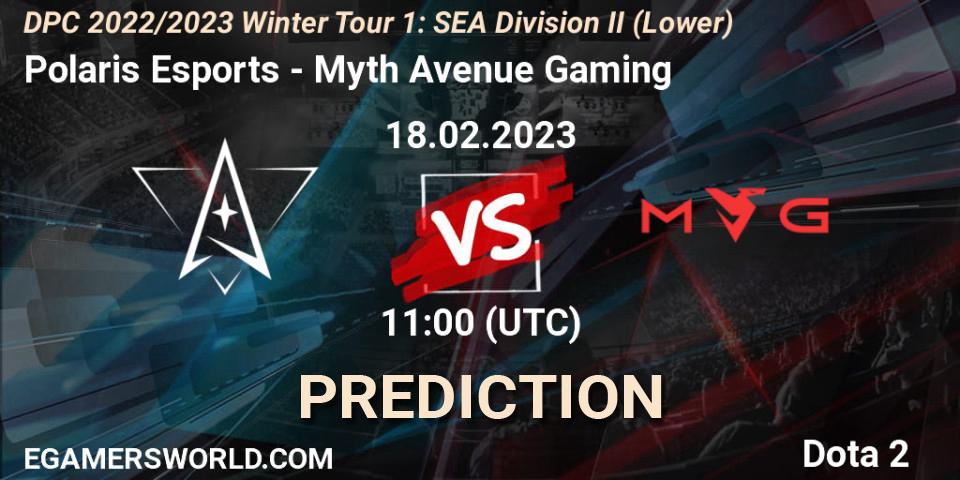 Polaris Esports - Myth Avenue Gaming: ennuste. 19.02.23, Dota 2, DPC 2022/2023 Winter Tour 1: SEA Division II (Lower)