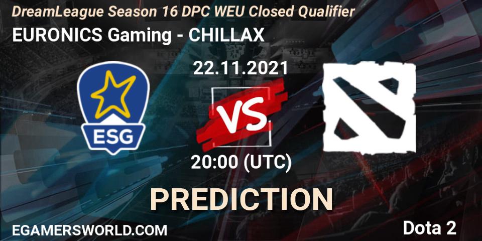 EURONICS Gaming - CHILLAX: ennuste. 22.11.2021 at 21:05, Dota 2, DPC 2022 Season 1: Euro - Closed Qualifier (DreamLeague Season 16)