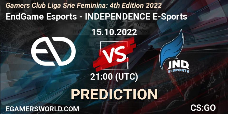 EndGame Esports - INDEPENDENCE E-Sports: ennuste. 15.10.22, CS2 (CS:GO), Gamers Club Liga Série Feminina: 4th Edition 2022
