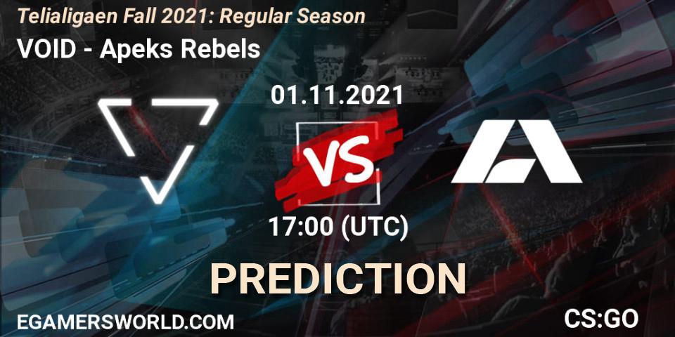 VOID - Apeks Rebels: ennuste. 01.11.2021 at 17:00, Counter-Strike (CS2), Telialigaen Fall 2021: Regular Season
