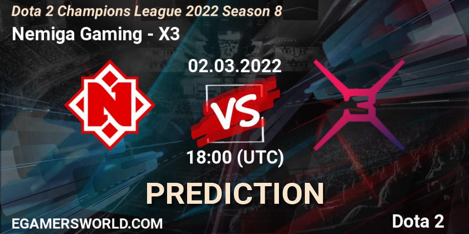 Nemiga Gaming - X3: ennuste. 22.03.2022 at 18:10, Dota 2, Dota 2 Champions League 2022 Season 8