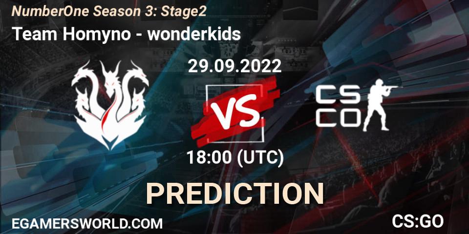 Team Homyno - wonderkids: ennuste. 29.09.2022 at 18:00, Counter-Strike (CS2), NumberOne Season 3: Stage 2