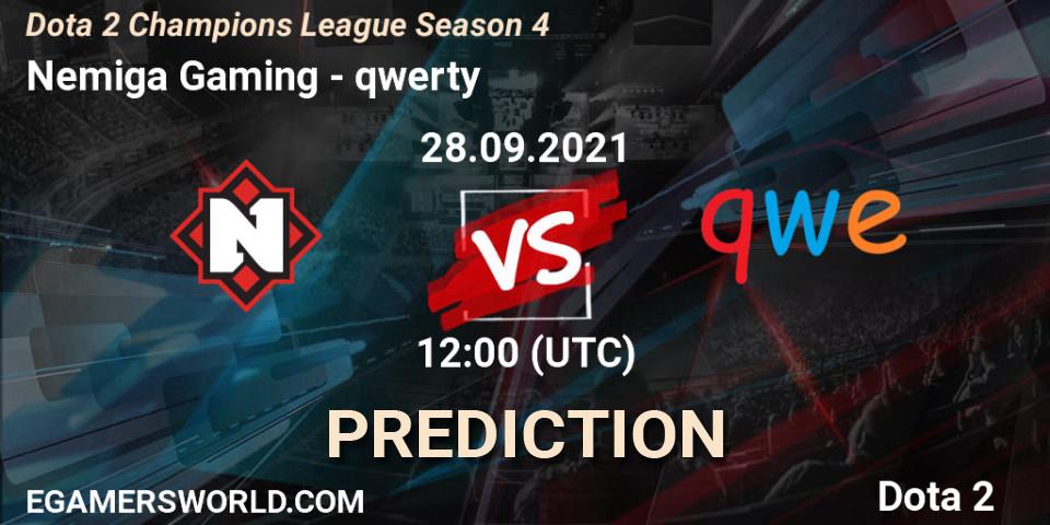Nemiga Gaming - qwerty: ennuste. 28.09.2021 at 12:01, Dota 2, Dota 2 Champions League Season 4