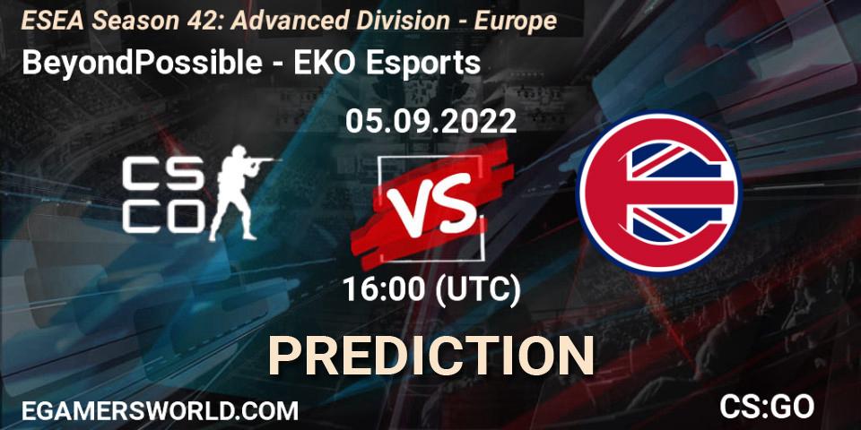 BeyondPossible - EKO Esports: ennuste. 05.09.2022 at 16:00, Counter-Strike (CS2), ESEA Season 42: Advanced Division - Europe