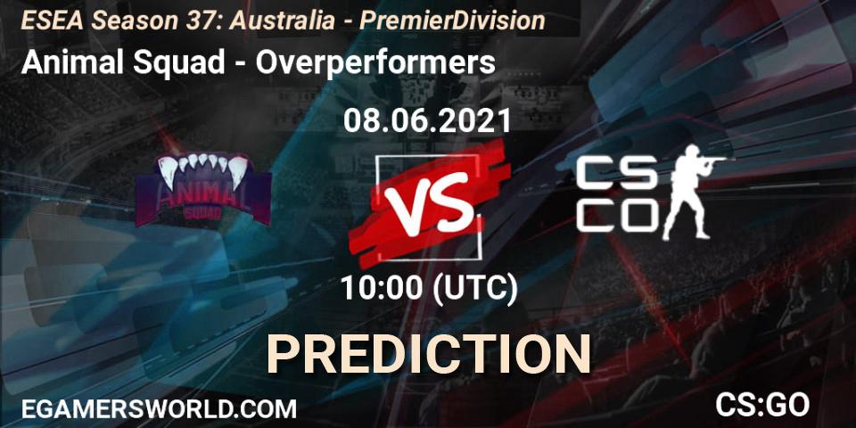 Animal Squad - Overperformers: ennuste. 08.06.2021 at 10:00, Counter-Strike (CS2), ESEA Season 37: Australia - Premier Division