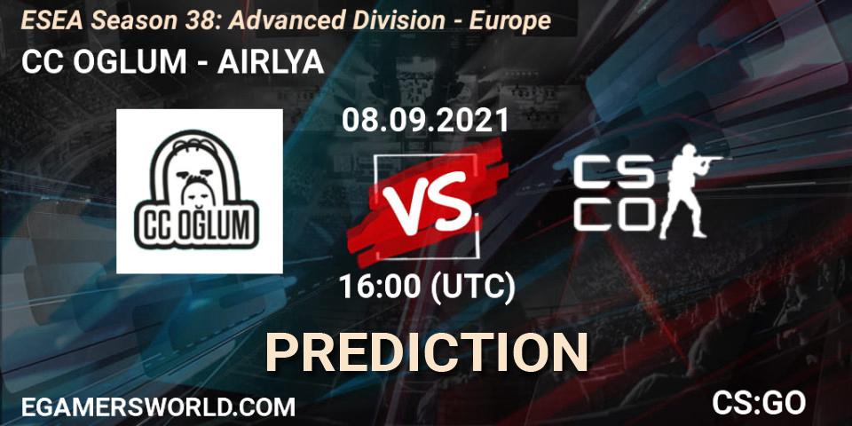 CC OGLUM - AIRLYA: ennuste. 08.09.2021 at 16:00, Counter-Strike (CS2), ESEA Season 38: Advanced Division - Europe