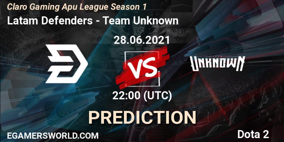 Latam Defenders - Team Unknown: ennuste. 28.06.2021 at 21:42, Dota 2, Claro Gaming Apu League Season 1