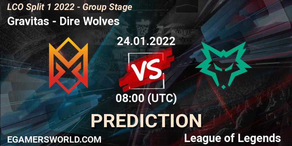 Gravitas - Dire Wolves: ennuste. 24.01.2022 at 08:00, LoL, LCO Split 1 2022 - Group Stage 