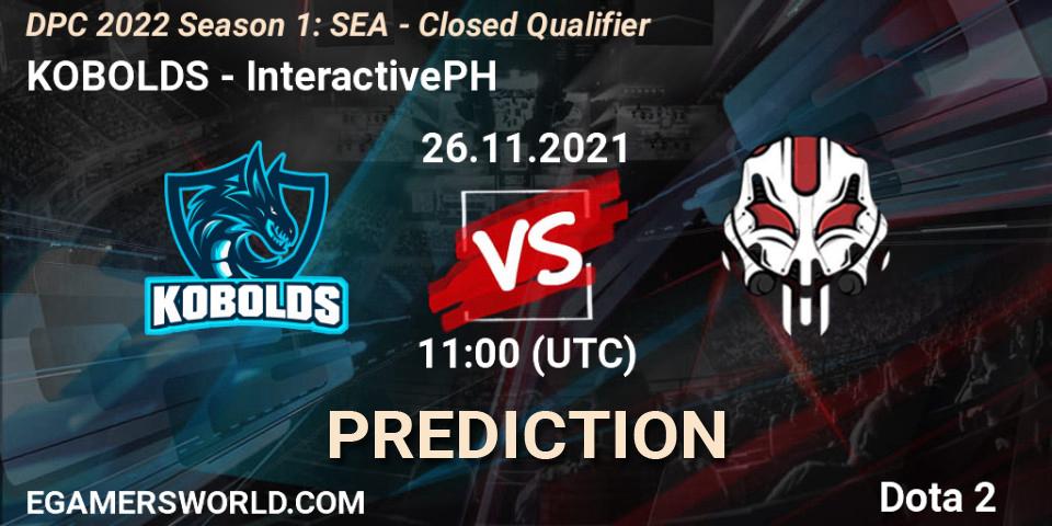 KOBOLDS - InteractivePH: ennuste. 26.11.2021 at 10:47, Dota 2, DPC 2022 Season 1: SEA - Closed Qualifier