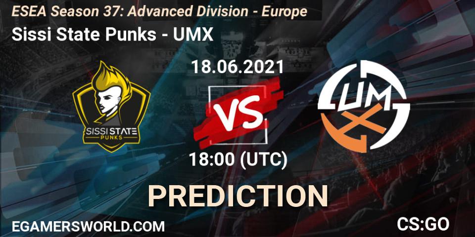 Sissi State Punks - UMX: ennuste. 18.06.2021 at 18:00, Counter-Strike (CS2), ESEA Season 37: Advanced Division - Europe