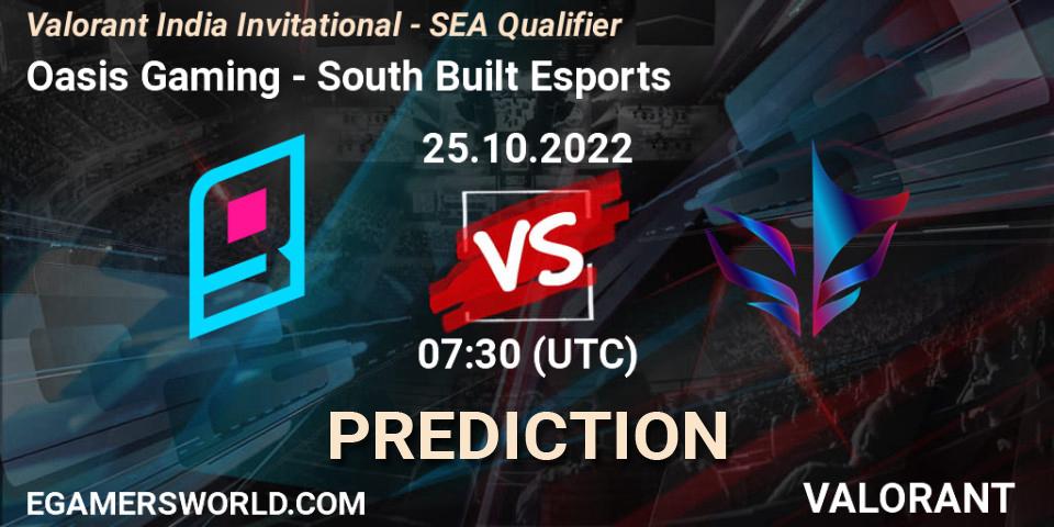 Oasis Gaming - South Built Esports: ennuste. 25.10.2022 at 07:30, VALORANT, Valorant India Invitational - SEA Qualifier