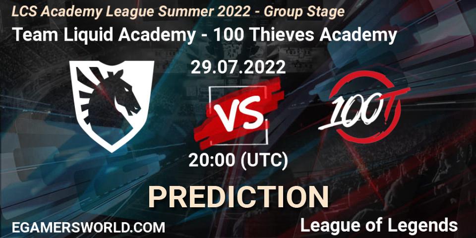 Team Liquid Academy - 100 Thieves Academy: ennuste. 29.07.2022 at 20:00, LoL, LCS Academy League Summer 2022 - Group Stage
