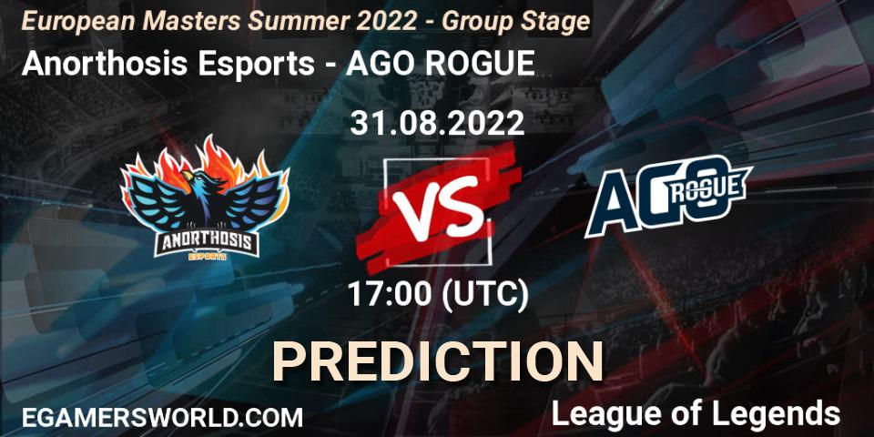 Anorthosis Esports - AGO ROGUE: ennuste. 31.08.2022 at 17:00, LoL, European Masters Summer 2022 - Group Stage
