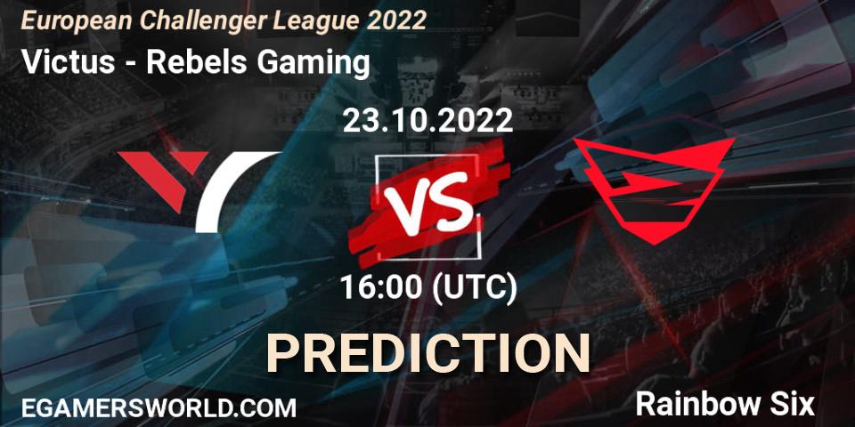 Victus - Rebels Gaming: ennuste. 23.10.2022 at 16:00, Rainbow Six, European Challenger League 2022