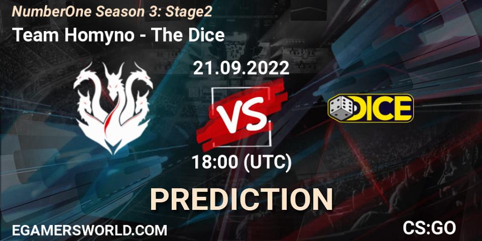 Team Homyno - The Dice: ennuste. 21.09.2022 at 18:00, Counter-Strike (CS2), NumberOne Season 3: Stage 2