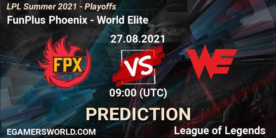 FunPlus Phoenix - World Elite: ennuste. 27.08.2021 at 09:00, LoL, LPL Summer 2021 - Playoffs