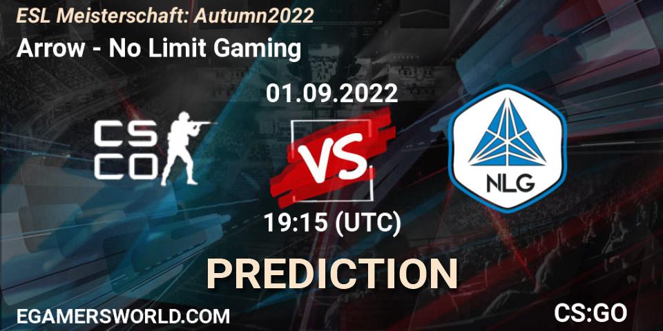 Arrow - No Limit Gaming: ennuste. 01.09.2022 at 19:15, Counter-Strike (CS2), ESL Meisterschaft: Autumn 2022