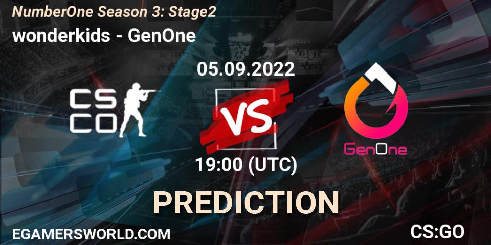 wonderkids - GenOne: ennuste. 05.09.2022 at 18:00, Counter-Strike (CS2), NumberOne Season 3: Stage 2