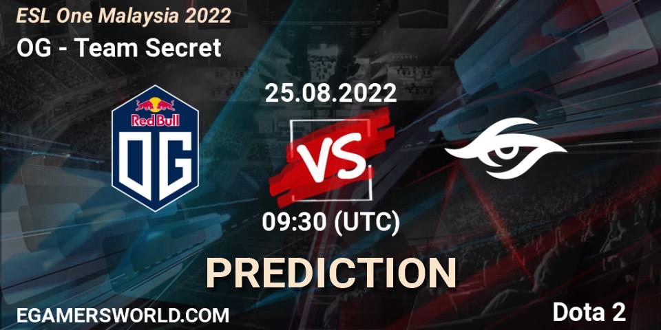 OG - Team Secret: ennuste. 25.08.22, Dota 2, ESL One Malaysia 2022