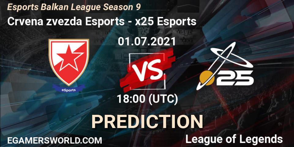 Crvena zvezda Esports - x25 Esports: ennuste. 01.07.2021 at 18:00, LoL, Esports Balkan League Season 9
