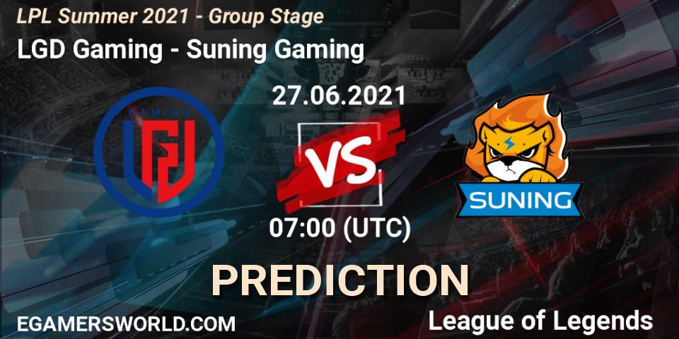 LGD Gaming - Suning Gaming: ennuste. 27.06.2021 at 07:00, LoL, LPL Summer 2021 - Group Stage