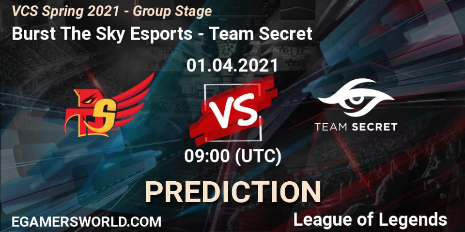 Burst The Sky Esports - Team Secret: ennuste. 01.04.2021 at 11:00, LoL, VCS Spring 2021 - Group Stage