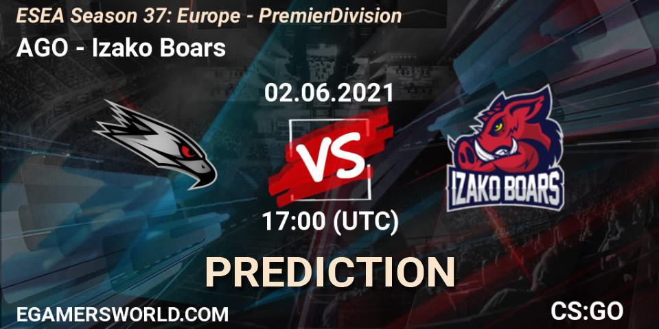 AGO - Izako Boars: ennuste. 02.06.2021 at 17:00, Counter-Strike (CS2), ESEA Season 37: Europe - Premier Division