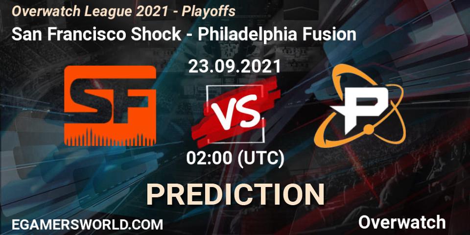 San Francisco Shock - Philadelphia Fusion: ennuste. 23.09.2021 at 03:30, Overwatch, Overwatch League 2021 - Playoffs