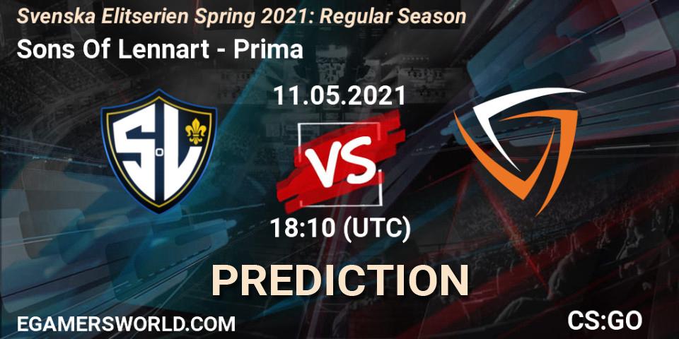 Sons Of Lennart - Prima: ennuste. 11.05.2021 at 18:10, Counter-Strike (CS2), Svenska Elitserien Spring 2021: Regular Season