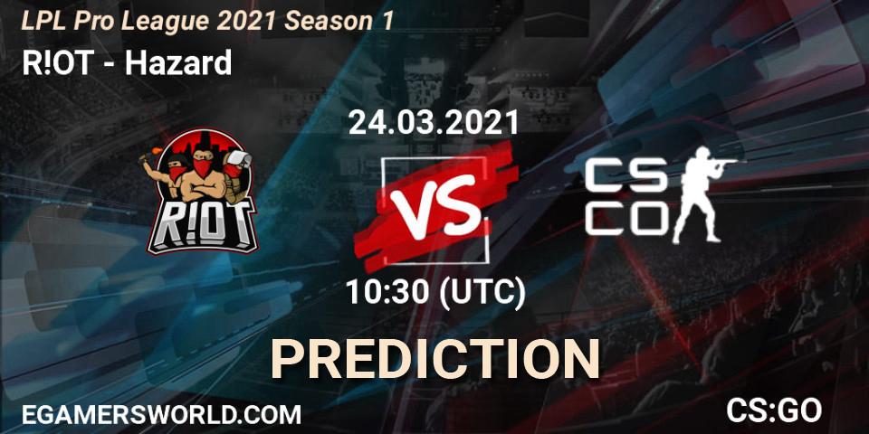 R!OT - Hazard: ennuste. 24.03.2021 at 10:30, Counter-Strike (CS2), LPL Pro League 2021 Season 1