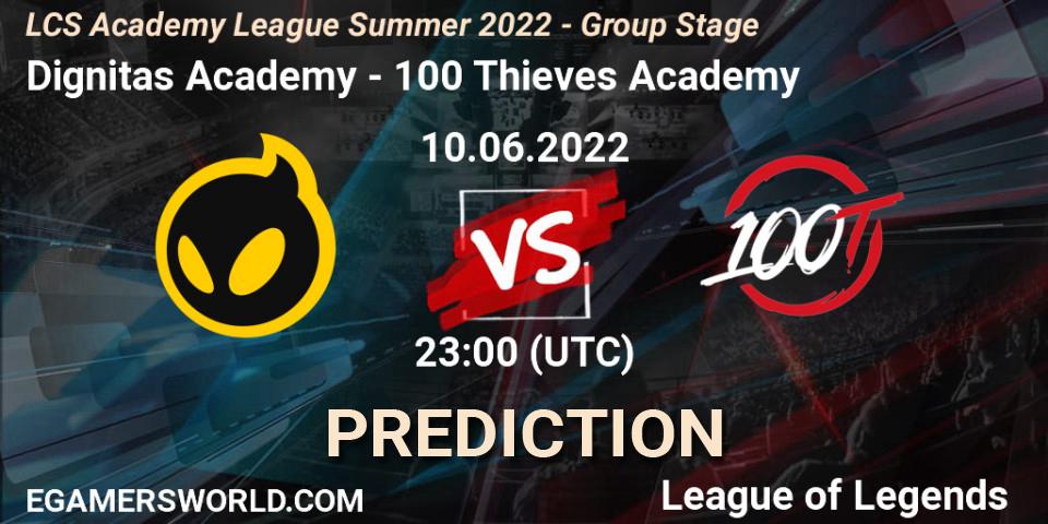Dignitas Academy - 100 Thieves Academy: ennuste. 10.06.2022 at 22:00, LoL, LCS Academy League Summer 2022 - Group Stage
