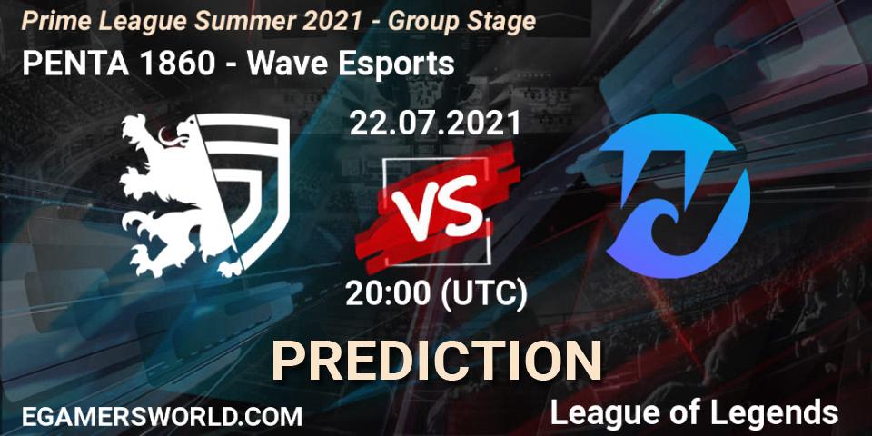 PENTA 1860 - Wave Esports: ennuste. 22.07.2021 at 17:00, LoL, Prime League Summer 2021 - Group Stage